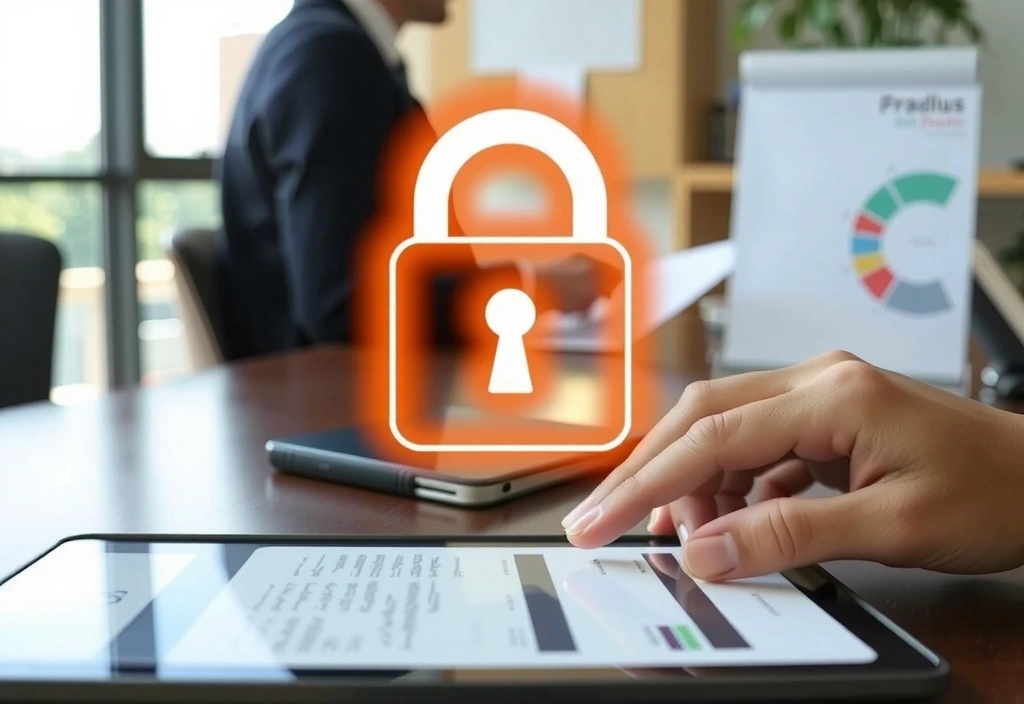 Persona escribiendo en un formulario digital con un icono de candado