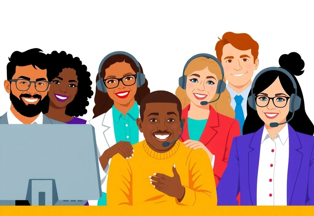 Representación de un equipo de atención al cliente sonriente